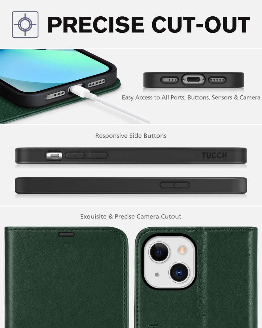 iPhone 13 6.1 - inch 5G, [RFID Blocking] Card Slots Holder Stand [Shockproof TPU Interior Case] PU Leather Magnetic Protective Flip Cover Compatible with iPhone 13, Plum Purple - 7DAY'S