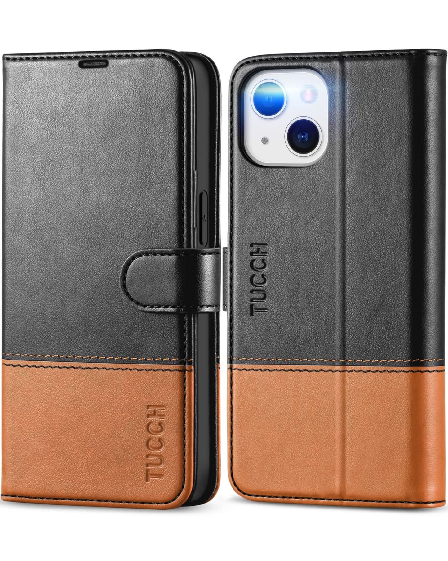 iPhone 13 6.1 - inch 5G, [RFID Blocking] Card Slots Holder Stand [Shockproof TPU Interior Case] PU Leather Magnetic Protective Flip Cover Compatible with iPhone 13, Plum Purple - 7DAY'S