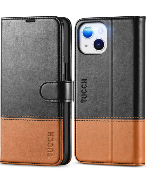 iPhone 13 6.1 - inch 5G, [RFID Blocking] Card Slots Holder Stand [Shockproof TPU Interior Case] PU Leather Magnetic Protective Flip Cover Compatible with iPhone 13, Plum Purple - 7DAY'S