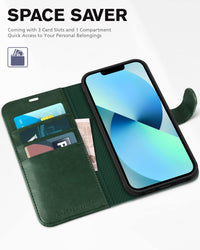 iPhone 13 6.1 - inch 5G, [RFID Blocking] Card Slots Holder Stand [Shockproof TPU Interior Case] PU Leather Magnetic Protective Flip Cover Compatible with iPhone 13, Plum Purple - 7DAY'S