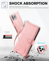 iPhone 13 Pro Max, RFID Blocking, 4 Card Slots, Stand Shockproof TPU Interior Shell, PU Leather Magnetic Flip Cover, Black - 7DAY'S