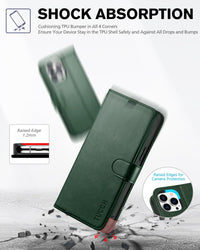 iPhone 13 Pro Max, RFID Blocking, 4 Card Slots, Stand Shockproof TPU Interior Shell, PU Leather Magnetic Flip Cover, Black - 7DAY'S