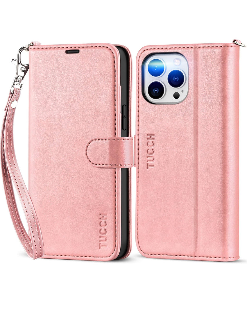 iPhone 13 Pro Max, RFID Blocking, 4 Card Slots, Stand Shockproof TPU Interior Shell, PU Leather Magnetic Flip Cover, Black - 7DAY'S