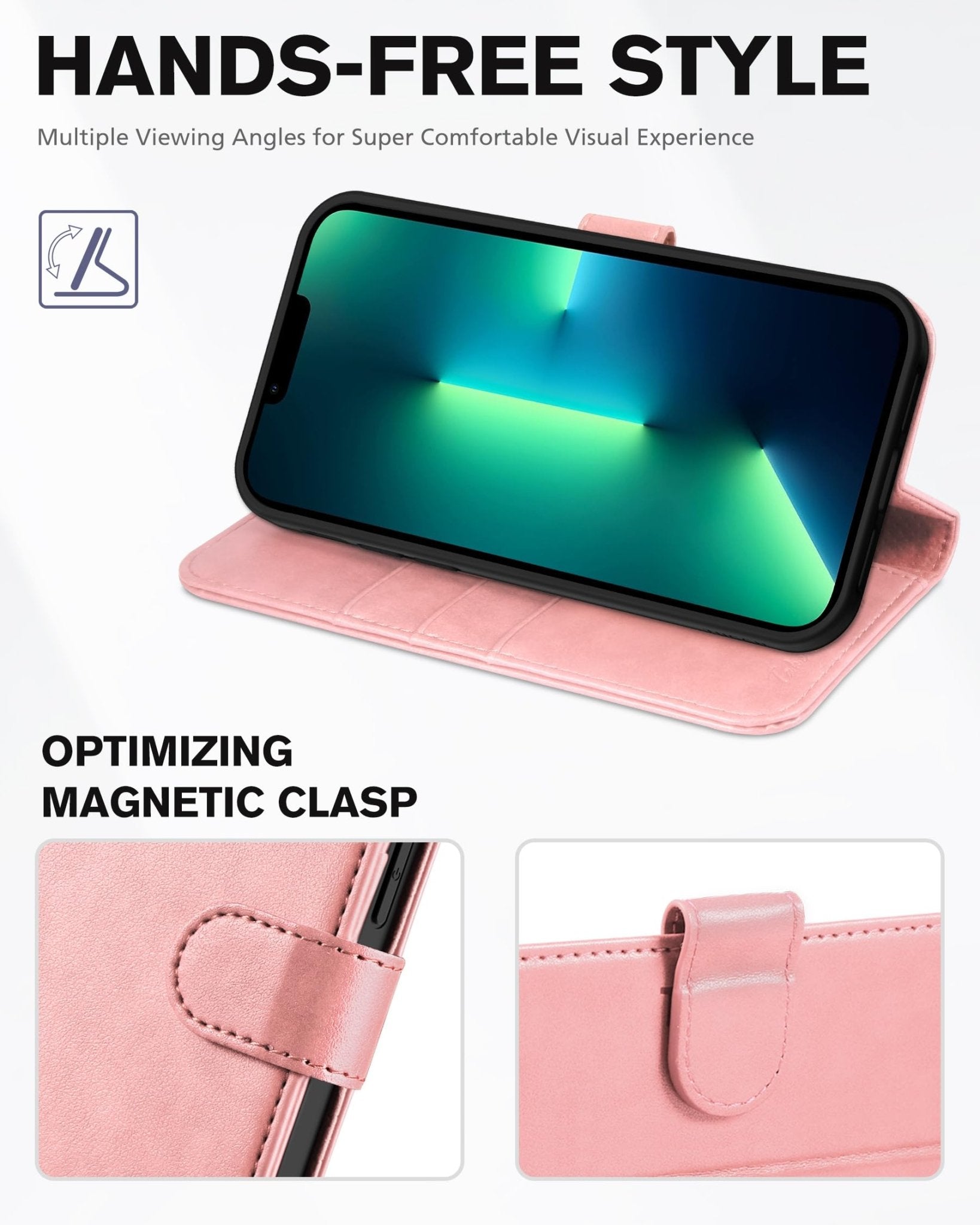 iPhone 13 Pro Max, RFID Blocking, 4 Card Slots, Stand Shockproof TPU Interior Shell, PU Leather Magnetic Flip Cover, Black - 7DAY'S