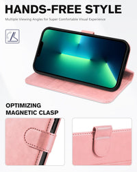 iPhone 13 Pro Max, RFID Blocking, 4 Card Slots, Stand Shockproof TPU Interior Shell, PU Leather Magnetic Flip Cover, Black - 7DAY'S