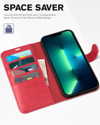 iPhone 13 Pro Max, RFID Blocking, 4 Card Slots, Stand Shockproof TPU Interior Shell, PU Leather Magnetic Flip Cover, Black - 7DAY'S