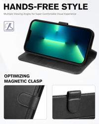 iPhone 13 Pro Max, RFID Blocking, 4 Card Slots, Stand Shockproof TPU Interior Shell, PU Leather Magnetic Flip Cover, Black - 7DAY'S