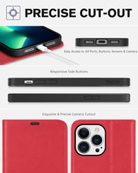 iPhone 13 Pro Max, RFID Blocking, 4 Card Slots, Stand Shockproof TPU Interior Shell, PU Leather Magnetic Flip Cover, Black - 7DAY'S