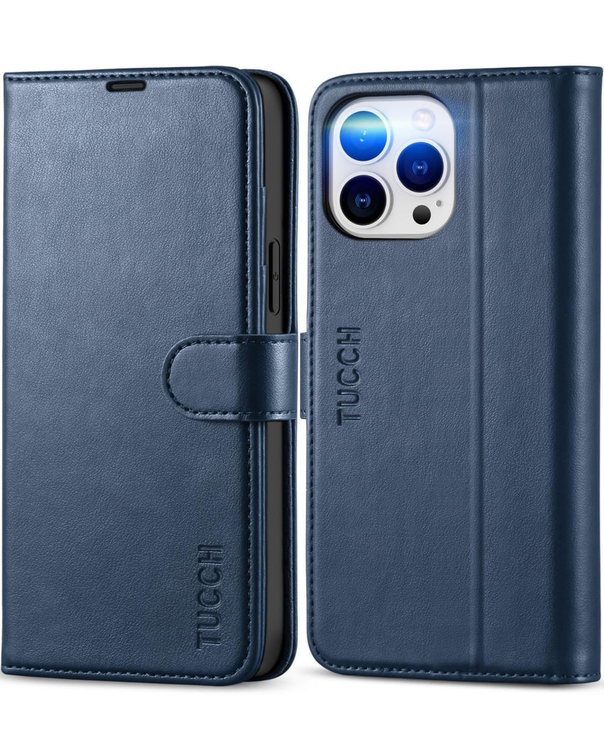 iPhone 13 Pro Max, RFID Blocking, 4 Card Slots, Stand Shockproof TPU Interior Shell, PU Leather Magnetic Flip Cover, Black - 7DAY'S
