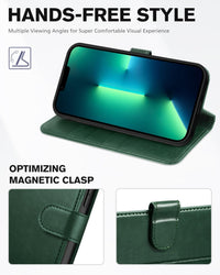 iPhone 13 Pro Max, RFID Blocking, 4 Card Slots, Stand Shockproof TPU Interior Shell, PU Leather Magnetic Flip Cover, Black - 7DAY'S