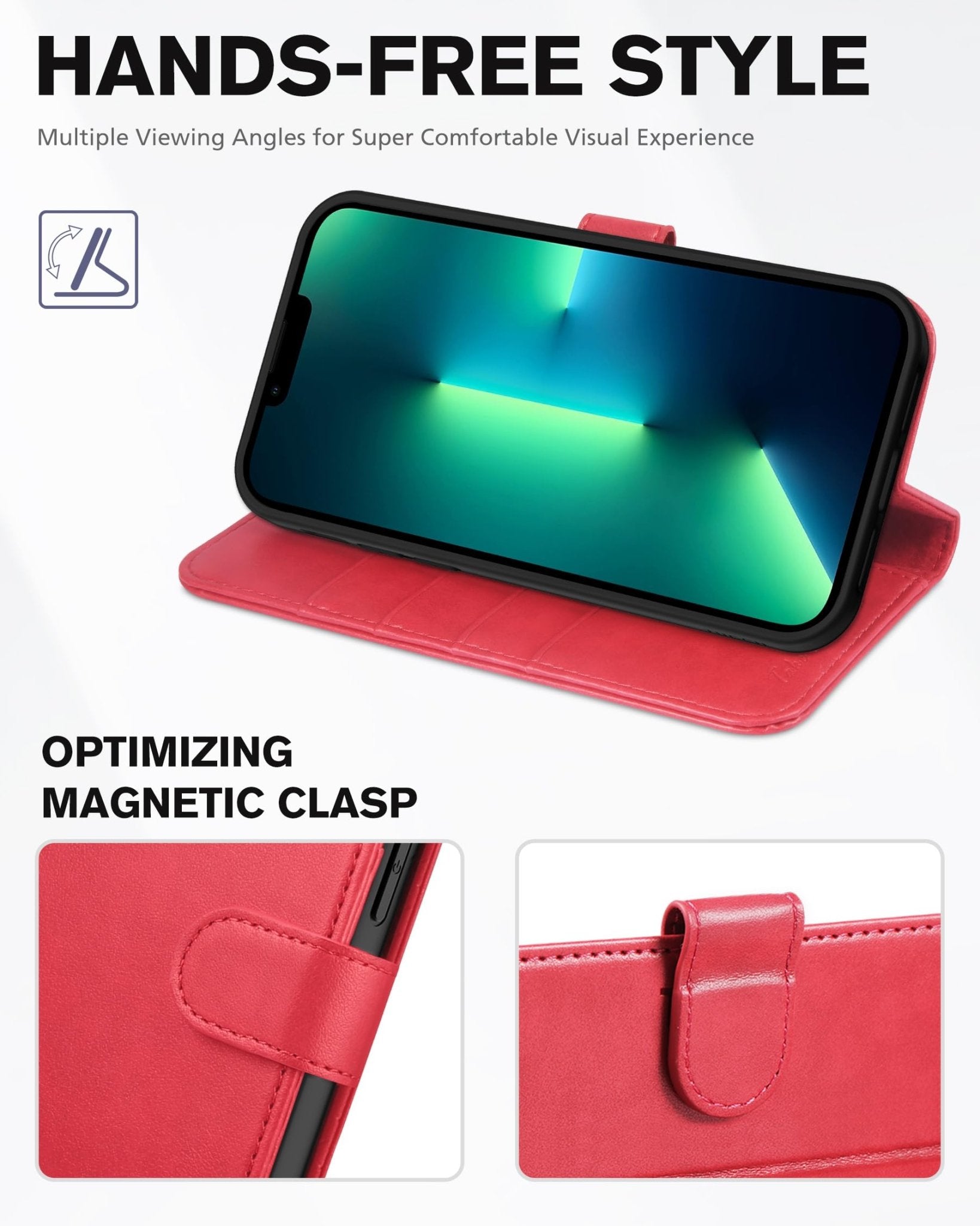 iPhone 13 Pro Max, RFID Blocking, 4 Card Slots, Stand Shockproof TPU Interior Shell, PU Leather Magnetic Flip Cover, Black - 7DAY'S