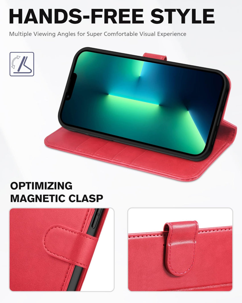 iPhone 13 Pro Max, RFID Blocking, 4 Card Slots, Stand Shockproof TPU Interior Shell, PU Leather Magnetic Flip Cover, Black - 7DAY'S