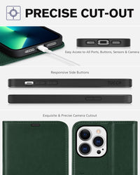 iPhone 13 Pro Max, RFID Blocking, 4 Card Slots, Stand Shockproof TPU Interior Shell, PU Leather Magnetic Flip Cover, Black - 7DAY'S