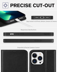 iPhone 13 Pro Max, RFID Blocking, 4 Card Slots, Stand Shockproof TPU Interior Shell, PU Leather Magnetic Flip Cover, Black - 7DAY'S