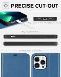 iPhone 13 Pro Max, RFID Blocking, 4 Card Slots, Stand Shockproof TPU Interior Shell, PU Leather Magnetic Flip Cover, Black - 7DAY'S