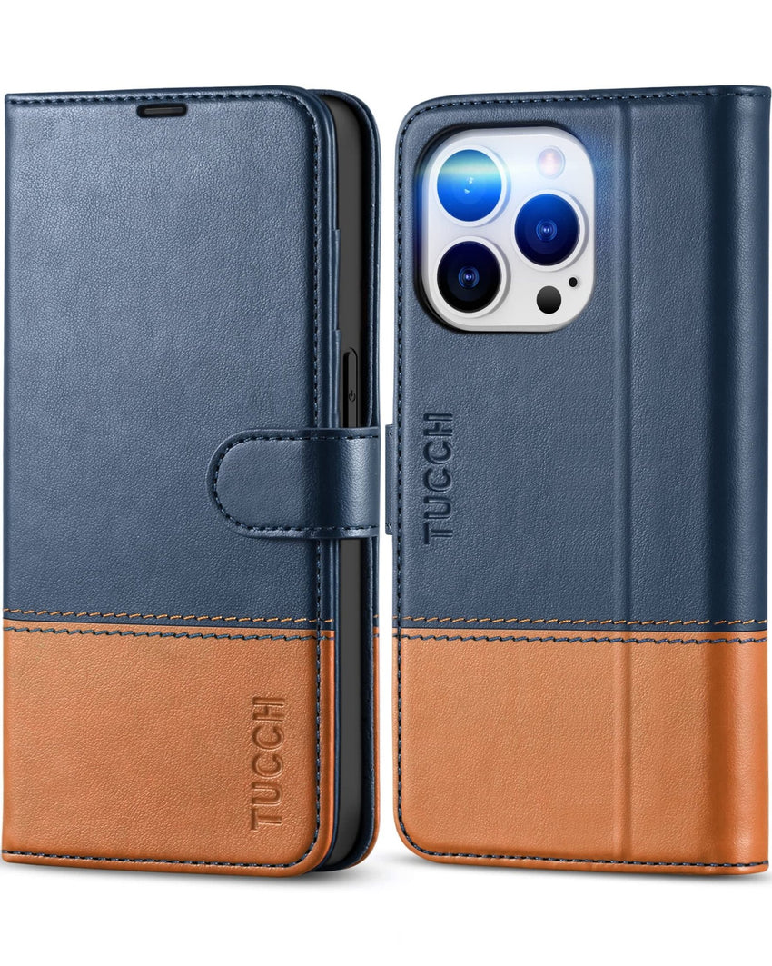 iPhone 14 Pro 5G, [RFID Blocking] 4 Card Holder Stand [Shockproof TPU Interior Case] PU Leather Magnetic Protective Flip Cover Compatible with iPhone 14 Pro 6.1" 2022, Black - 7DAY'S