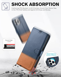 iPhone 14 Pro 5G, [RFID Blocking] 4 Card Holder Stand [Shockproof TPU Interior Case] PU Leather Magnetic Protective Flip Cover Compatible with iPhone 14 Pro 6.1" 2022, Black - 7DAY'S