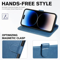 iPhone 14 Pro 5G, [RFID Blocking] 4 Card Holder Stand [Shockproof TPU Interior Case] PU Leather Magnetic Protective Flip Cover Compatible with iPhone 14 Pro 6.1" 2022, Black - 7DAY'S
