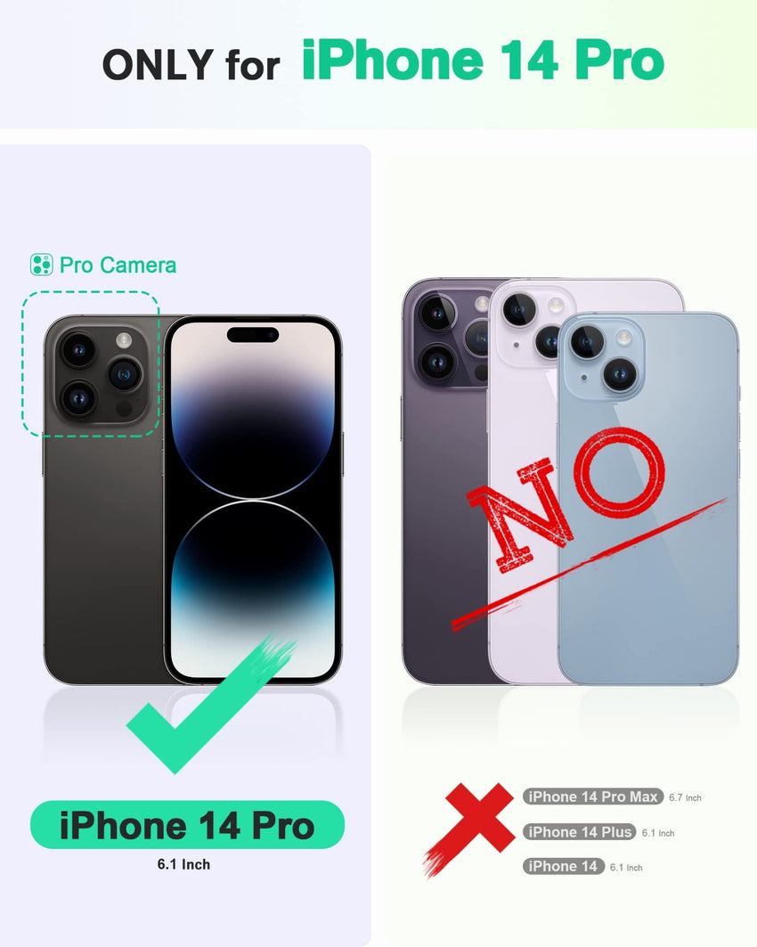 iPhone 14 Pro 5G, [RFID Blocking] 4 Card Holder Stand [Shockproof TPU Interior Case] PU Leather Magnetic Protective Flip Cover Compatible with iPhone 14 Pro 6.1" 2022, Black - 7DAY'S
