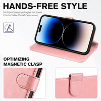 iPhone 14 Pro 5G, [RFID Blocking] 4 Card Holder Stand [Shockproof TPU Interior Case] PU Leather Magnetic Protective Flip Cover Compatible with iPhone 14 Pro 6.1" 2022, Black - 7DAY'S