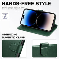 iPhone 14 Pro 5G, [RFID Blocking] 4 Card Holder Stand [Shockproof TPU Interior Case] PU Leather Magnetic Protective Flip Cover Compatible with iPhone 14 Pro 6.1" 2022, Black - 7DAY'S