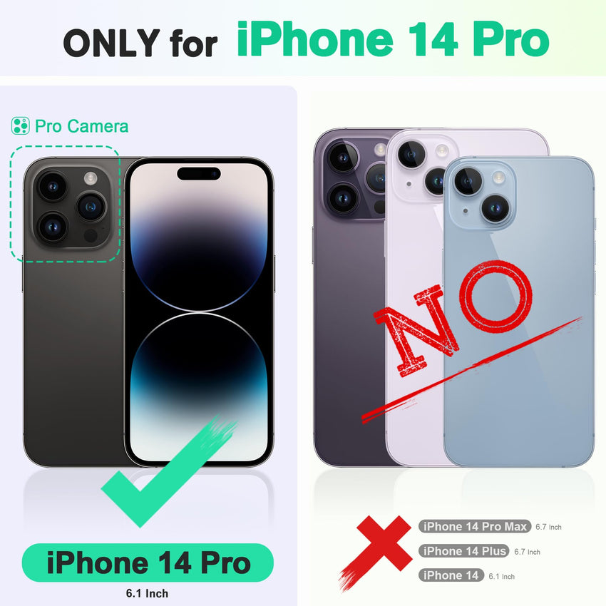 iPhone 14 Pro 5G, [RFID Blocking] 4 Card Holder Stand [Shockproof TPU Interior Case] PU Leather Magnetic Protective Flip Cover Compatible with iPhone 14 Pro 6.1" 2022, Black - 7DAY'S