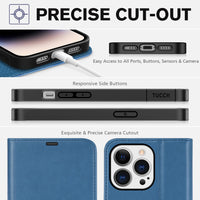 iPhone 14 Pro 5G, [RFID Blocking] 4 Card Holder Stand [Shockproof TPU Interior Case] PU Leather Magnetic Protective Flip Cover Compatible with iPhone 14 Pro 6.1" 2022, Black - 7DAY'S