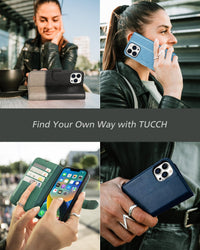 iPhone 14 Pro 5G, [RFID Blocking] 4 Card Holder Stand [Shockproof TPU Interior Case] PU Leather Magnetic Protective Flip Cover Compatible with iPhone 14 Pro 6.1" 2022, Black - 7DAY'S