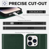 iPhone 14 Pro 5G, [RFID Blocking] 4 Card Holder Stand [Shockproof TPU Interior Case] PU Leather Magnetic Protective Flip Cover Compatible with iPhone 14 Pro 6.1" 2022, Black - 7DAY'S