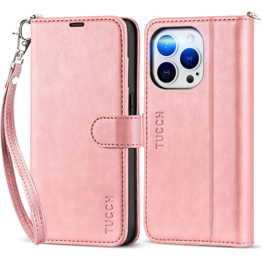 iPhone 14 Pro 5G, [RFID Blocking] 4 Card Holder Stand [Shockproof TPU Interior Case] PU Leather Magnetic Protective Flip Cover Compatible with iPhone 14 Pro 6.1" 2022, Black - 7DAY'S