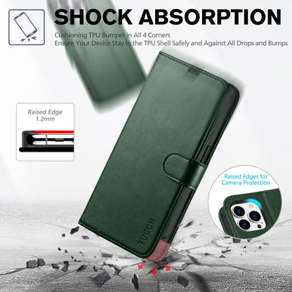 iPhone 14 Pro 5G, [RFID Blocking] 4 Card Holder Stand [Shockproof TPU Interior Case] PU Leather Magnetic Protective Flip Cover Compatible with iPhone 14 Pro 6.1" 2022, Black - 7DAY'S