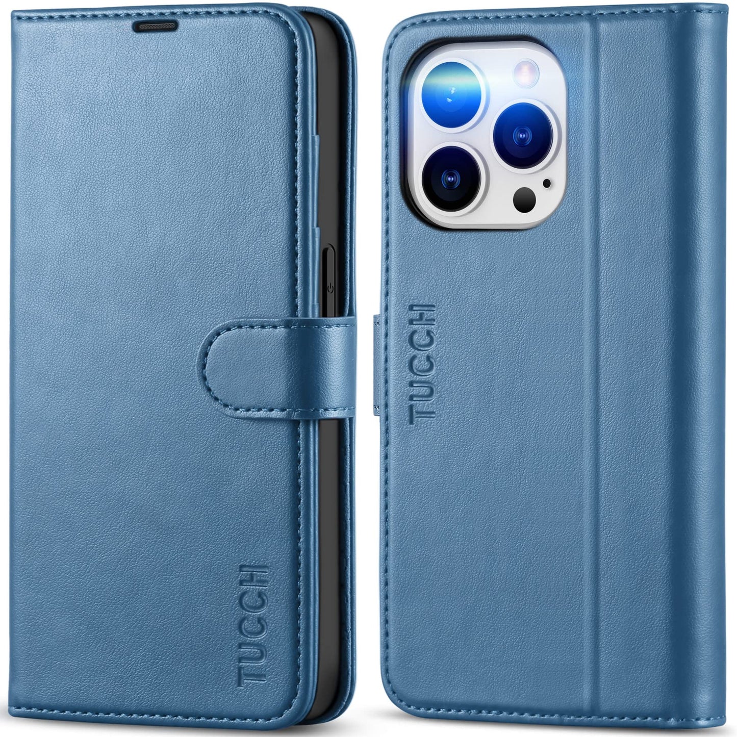 iPhone 14 Pro 5G, [RFID Blocking] 4 Card Holder Stand [Shockproof TPU Interior Case] PU Leather Magnetic Protective Flip Cover Compatible with iPhone 14 Pro 6.1" 2022, Black - 7DAY'S