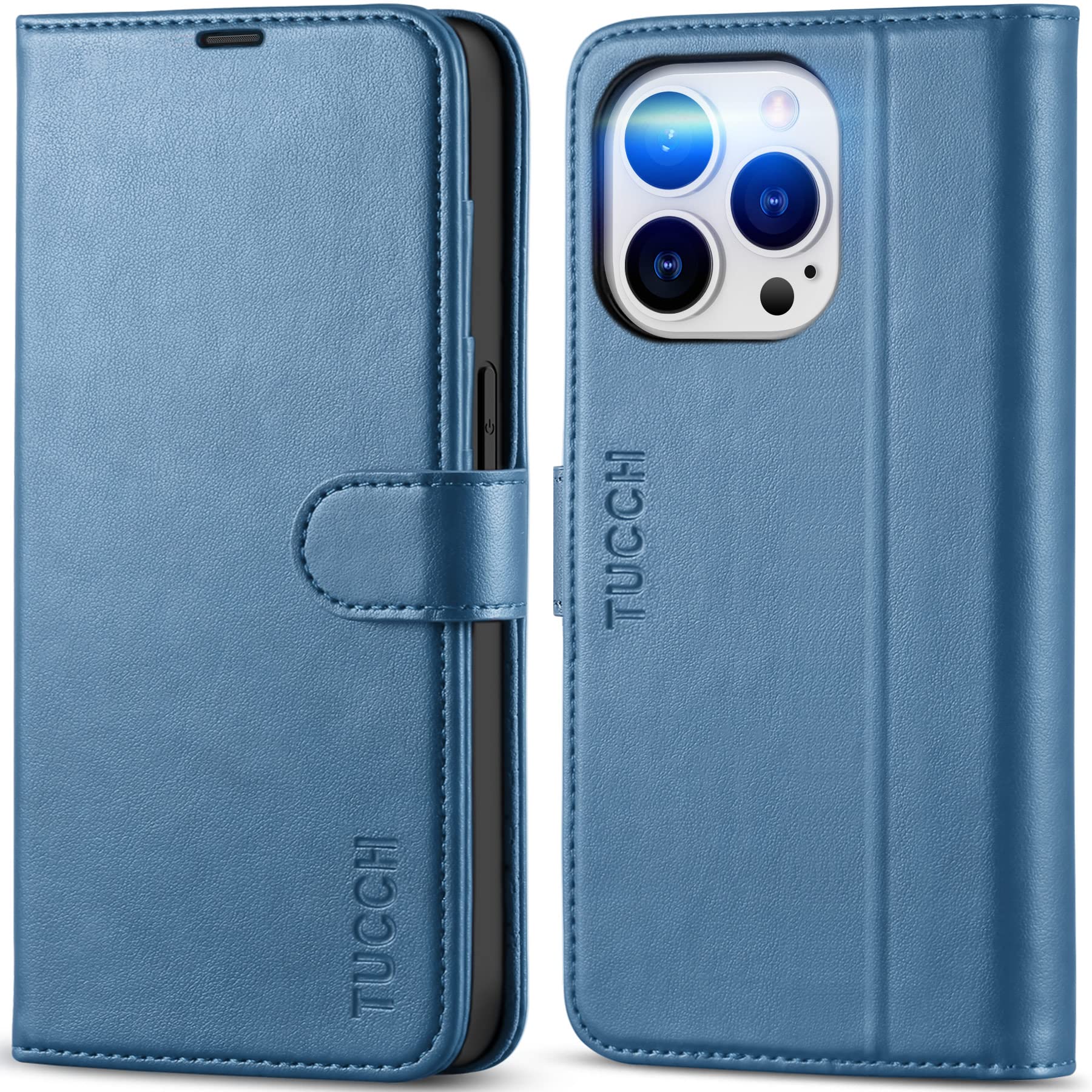 iPhone 14 Pro 5G, [RFID Blocking] 4 Card Holder Stand [Shockproof TPU Interior Case] PU Leather Magnetic Protective Flip Cover Compatible with iPhone 14 Pro 6.1" 2022, Black - 7DAY'S