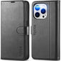 iPhone 14 Pro 5G, [RFID Blocking] 4 Card Holder Stand [Shockproof TPU Interior Case] PU Leather Magnetic Protective Flip Cover Compatible with iPhone 14 Pro 6.1" 2022, Black - 7DAY'S