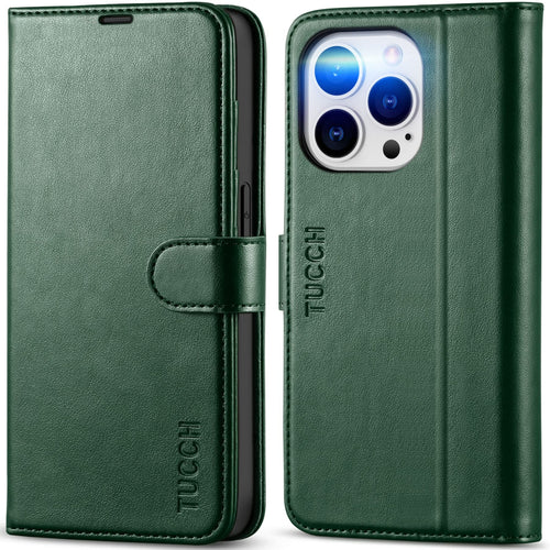 iPhone 14 Pro 5G, [RFID Blocking] 4 Card Holder Stand [Shockproof TPU Interior Case] PU Leather Magnetic Protective Flip Cover Compatible with iPhone 14 Pro 6.1" 2022, Black - 7DAY'S