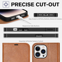 iPhone 14 Pro Max, [RFID Blocking] 4 Card Holder Stand [Shockproof TPU Interior Case] PU Leather Magnetic Protective Flip Cover Compatible with iPhone 14 Pro Max 6.7", Black - 7DAY'S
