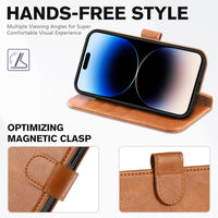 iPhone 14 Pro Max, [RFID Blocking] 4 Card Holder Stand [Shockproof TPU Interior Case] PU Leather Magnetic Protective Flip Cover Compatible with iPhone 14 Pro Max 6.7", Black - 7DAY'S