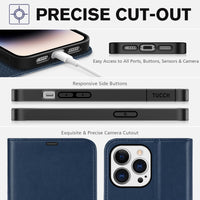 iPhone 14 Pro Max, [RFID Blocking] 4 Card Holder Stand [Shockproof TPU Interior Case] PU Leather Magnetic Protective Flip Cover Compatible with iPhone 14 Pro Max 6.7", Black - 7DAY'S