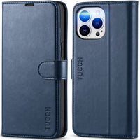 iPhone 14 Pro Max, [RFID Blocking] 4 Card Holder Stand [Shockproof TPU Interior Case] PU Leather Magnetic Protective Flip Cover Compatible with iPhone 14 Pro Max 6.7", Black - 7DAY'S