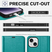 iPhone 14, [RFID Blocking] 4 Card Holder Stand [Shockproof TPU Interior Shell], PU Leather Magnetic Protective Flip Cover 6.1" 2022, Black - 7DAY'S