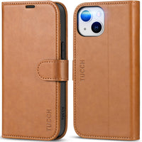 iPhone 14, [RFID Blocking] 4 Card Holder Stand [Shockproof TPU Interior Shell], PU Leather Magnetic Protective Flip Cover 6.1" 2022, Black - 7DAY'S