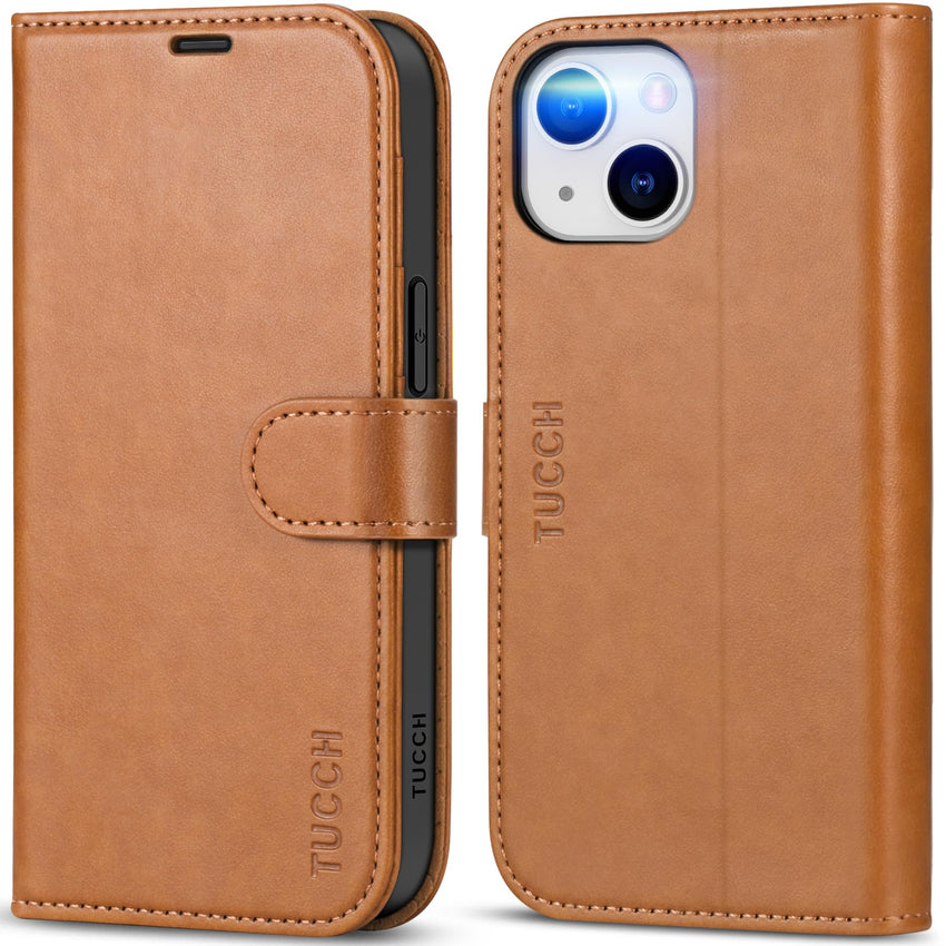 iPhone 14, [RFID Blocking] 4 Card Holder Stand [Shockproof TPU Interior Shell], PU Leather Magnetic Protective Flip Cover 6.1" 2022, Black - 7DAY'S