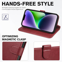 iPhone 14, [RFID Blocking] 4 Card Holder Stand [Shockproof TPU Interior Shell], PU Leather Magnetic Protective Flip Cover 6.1" 2022, Black - 7DAY'S