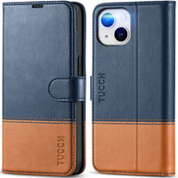 iPhone 14, [RFID Blocking] 4 Card Holder Stand [Shockproof TPU Interior Shell], PU Leather Magnetic Protective Flip Cover 6.1" 2022, Black - 7DAY'S