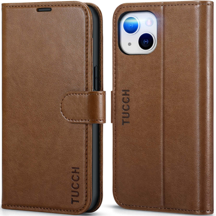 iPhone 14, [RFID Blocking] 4 Card Holder Stand [Shockproof TPU Interior Shell], PU Leather Magnetic Protective Flip Cover 6.1" 2022, Black - 7DAY'S