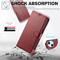 iPhone 14, [RFID Blocking] 4 Card Holder Stand [Shockproof TPU Interior Shell], PU Leather Magnetic Protective Flip Cover 6.1" 2022, Black - 7DAY'S