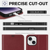 iPhone 14, [RFID Blocking] 4 Card Holder Stand [Shockproof TPU Interior Shell], PU Leather Magnetic Protective Flip Cover 6.1" 2022, Black - 7DAY'S