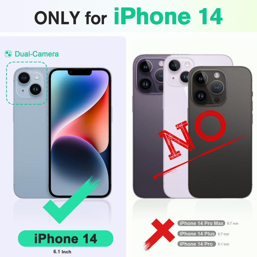 iPhone 14, [RFID Blocking] 4 Card Holder Stand [Shockproof TPU Interior Shell], PU Leather Magnetic Protective Flip Cover 6.1" 2022, Black - 7DAY'S