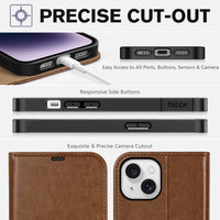 iPhone 14, [RFID Blocking] 4 Card Holder Stand [Shockproof TPU Interior Shell], PU Leather Magnetic Protective Flip Cover 6.1" 2022, Black - 7DAY'S