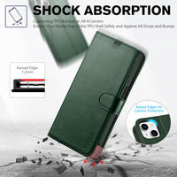iPhone 14, [RFID Blocking] 4 Card Holder Stand [Shockproof TPU Interior Shell], PU Leather Magnetic Protective Flip Cover 6.1" 2022, Black - 7DAY'S
